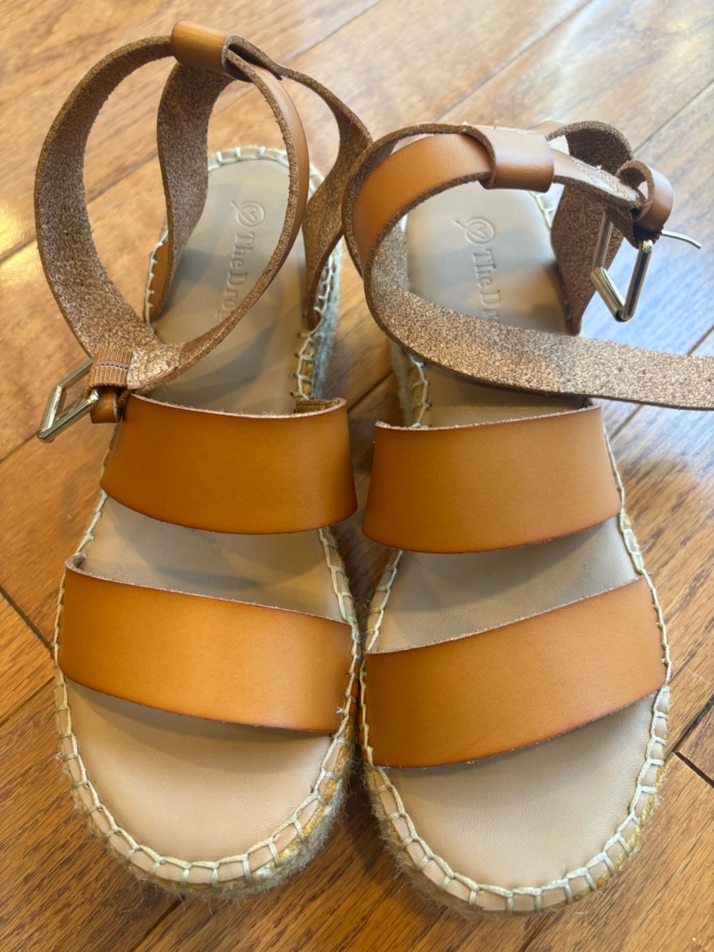 Women's Tan Leather Strap Espadrille Sandals- size 6.5
